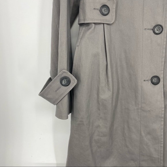 New Garnet Hill grey gray cotton midi trench 100% cotton size 6 medium coat - Picture 4 of 6